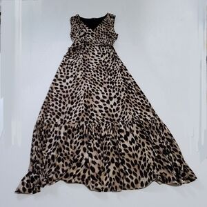 leopard maxi dress slinky V neck size M by INC